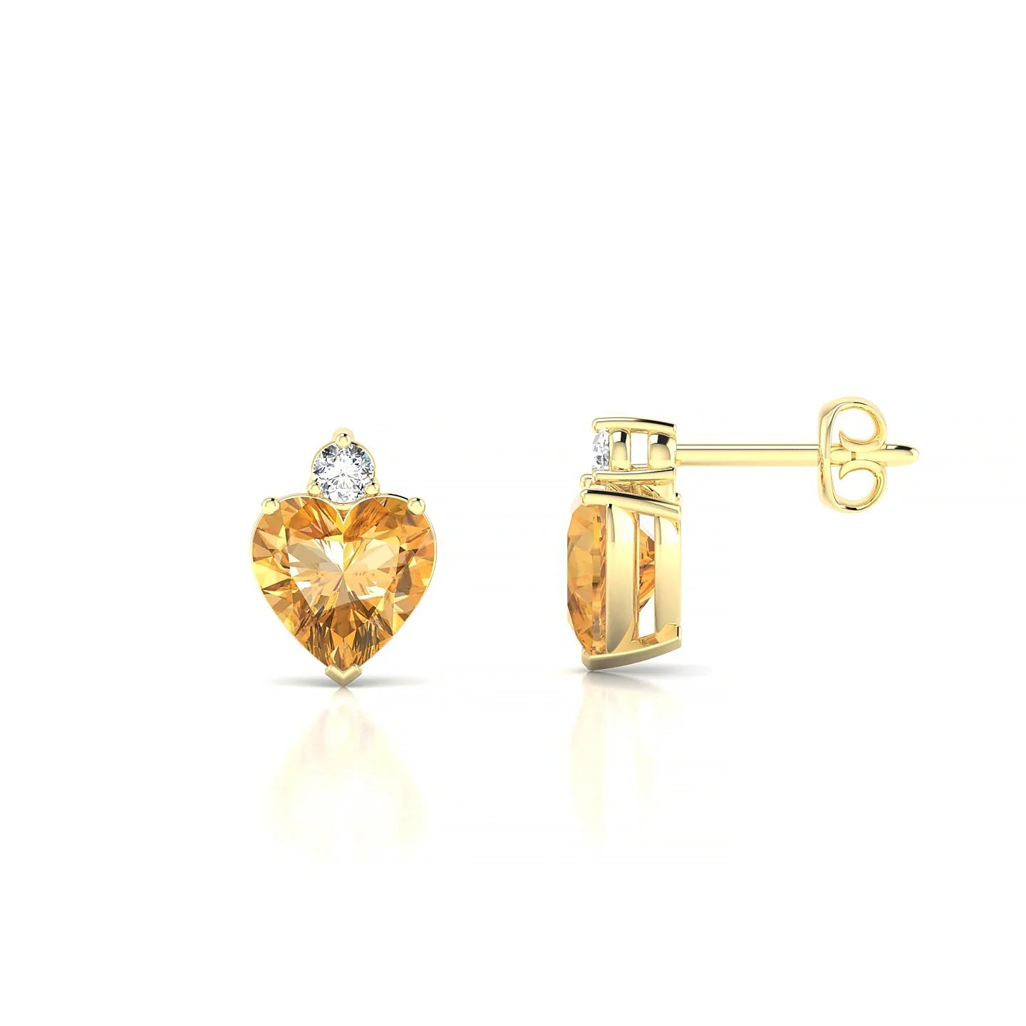 Sparkle | 18k Yellow Gold 6 mm Heart Citrine Earrings