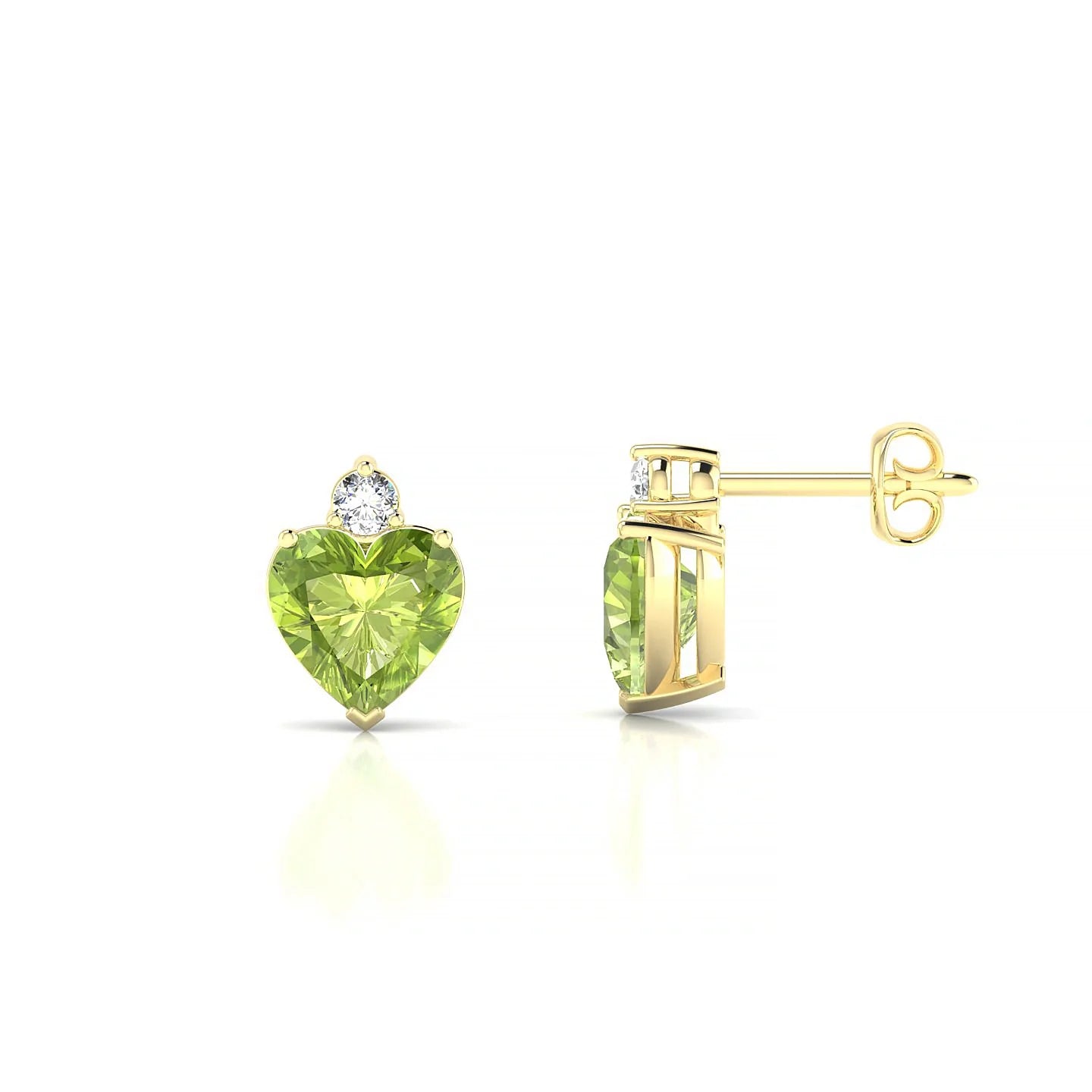 Sparkle | 18k Yellow Gold 6 mm Heart Peridot Earrings