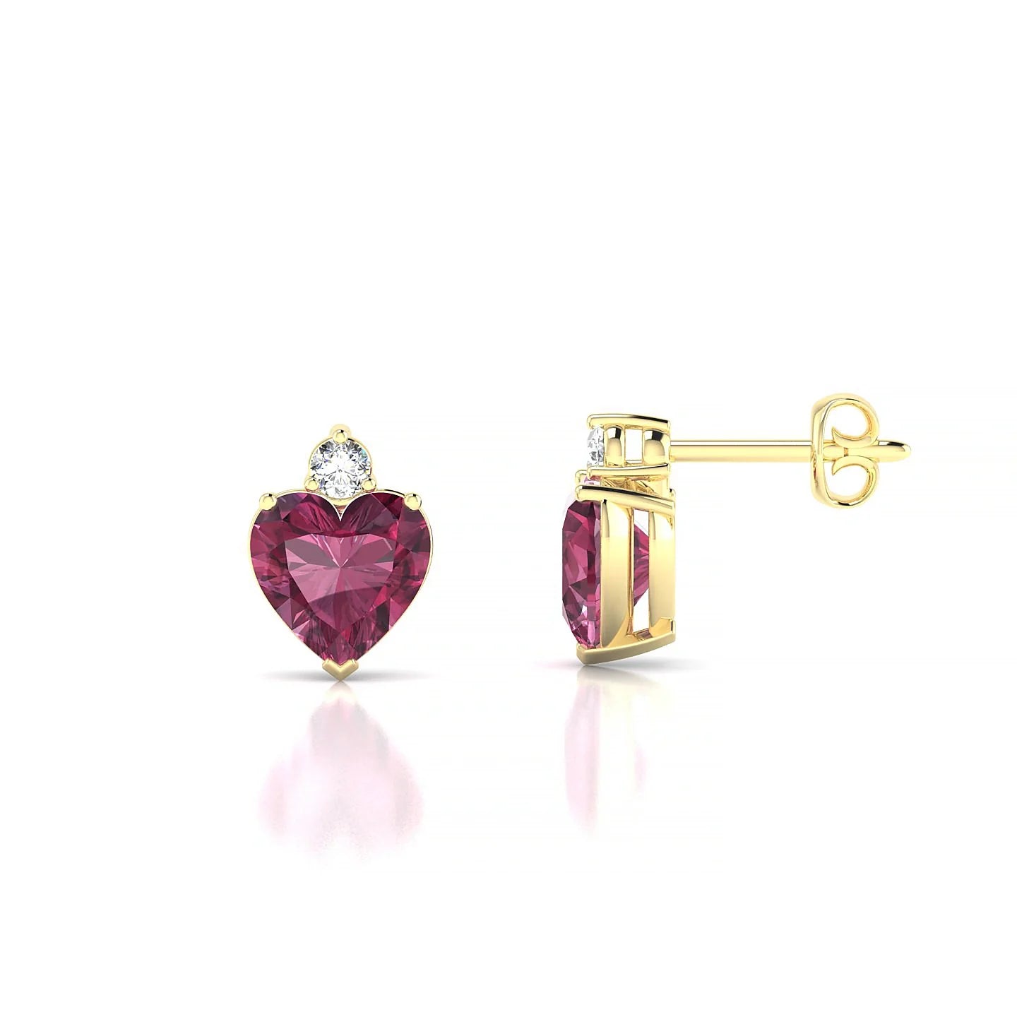 Sparkle | 18k Yellow Gold 6 mm Heart Rhodolite Earrings