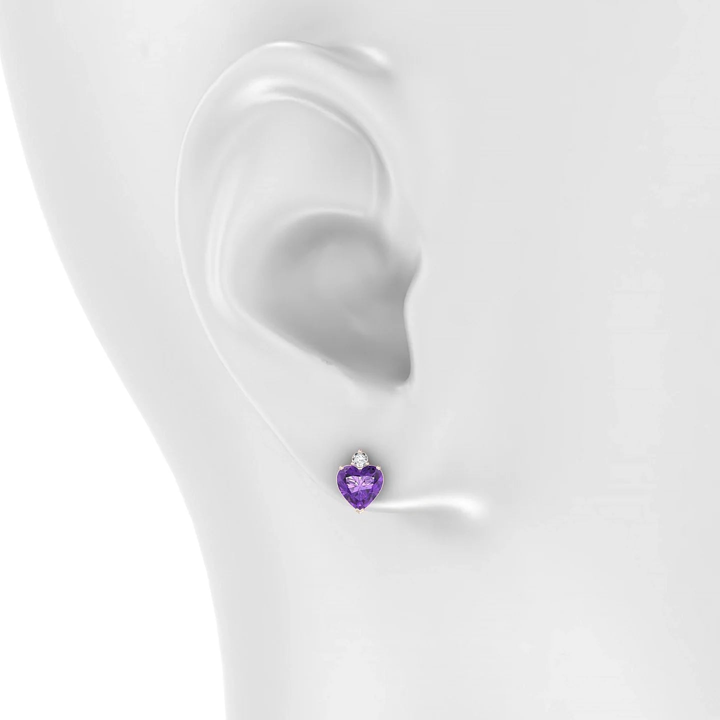 Sparkle | 18k Rose Gold 6 mm Heart Amethyst Earrings