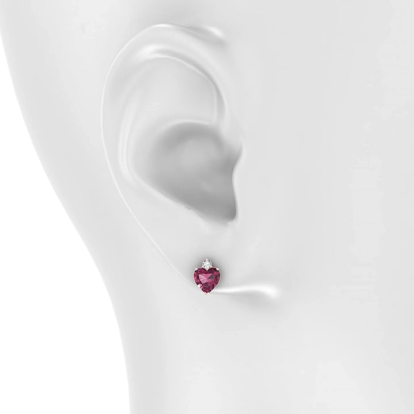 Sparkle | 18k Rose Gold 6 mm Heart Rhodolite Earrings