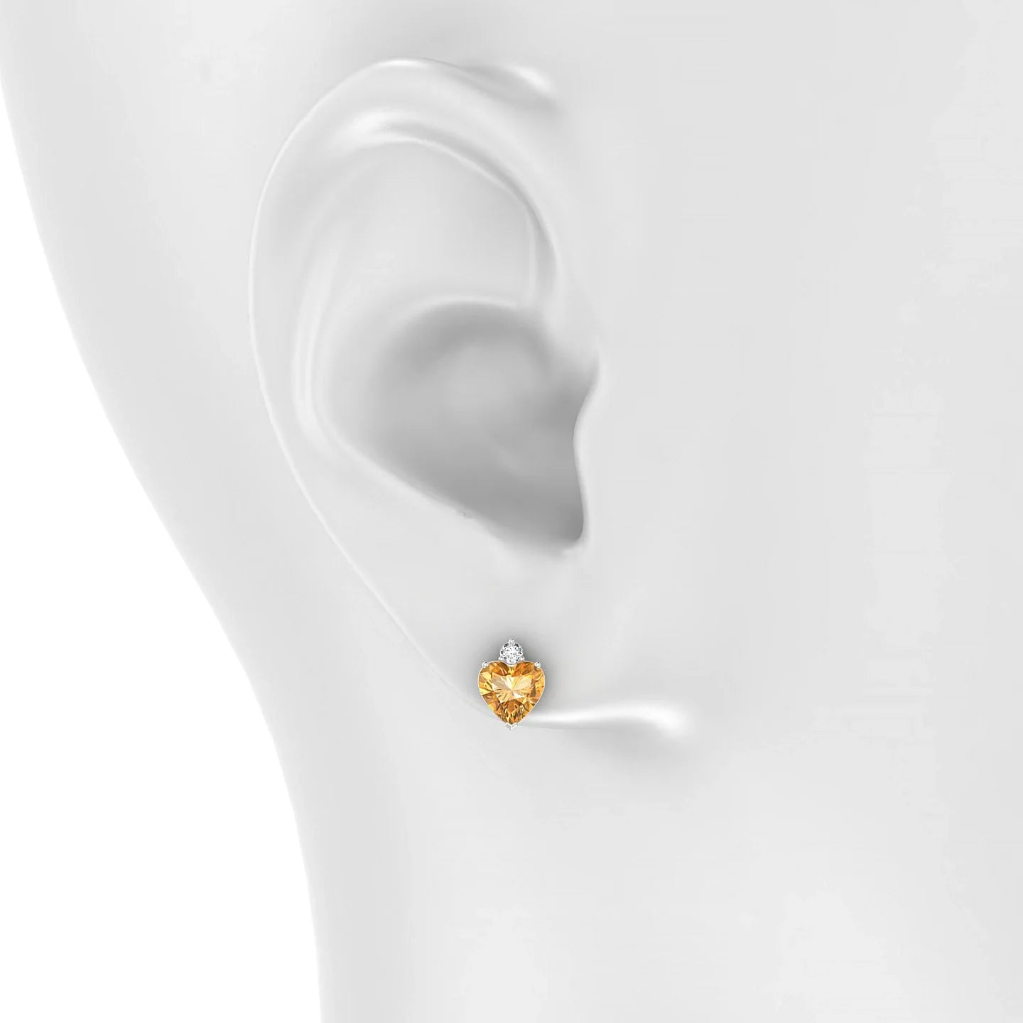 Sparkle | 18k White Gold 6 mm Heart Citrine Earrings
