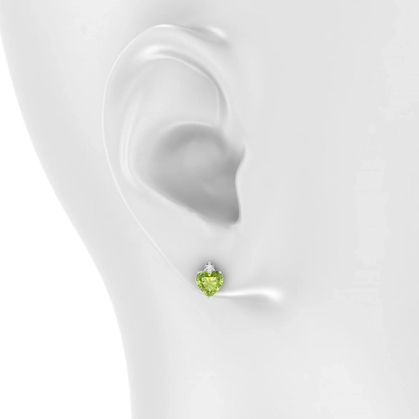 Sparkle | 18k White Gold 6 mm Heart Peridot Earrings