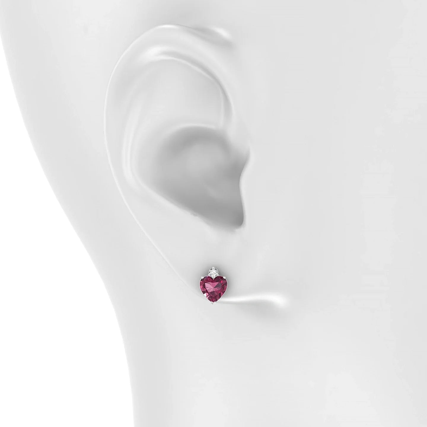 Sparkle | 18k White Gold 6 mm Heart Rhodolite Earrings