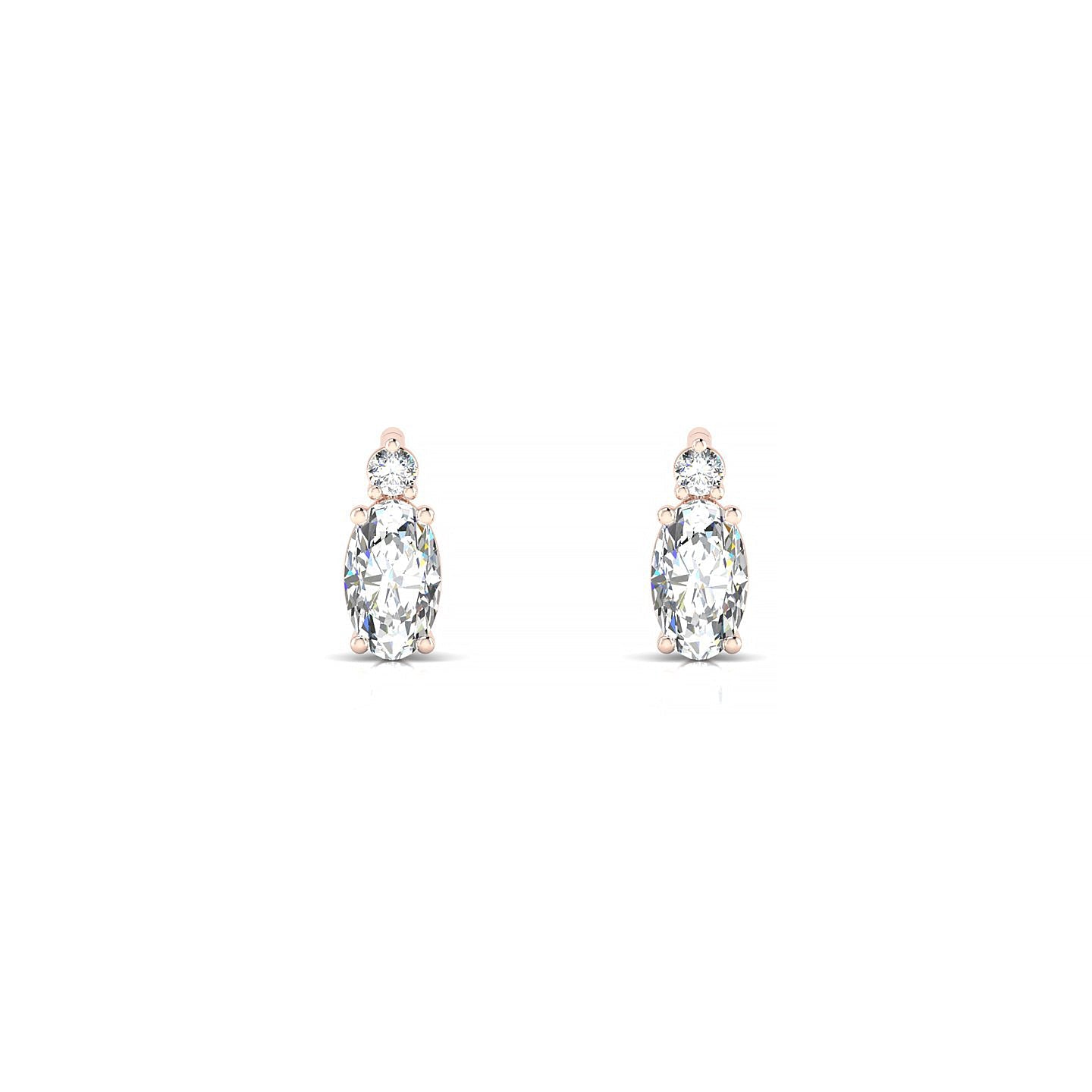 Sparkle | 18k Rose Gold 5 x 3 mm Oval Diamond Earrings