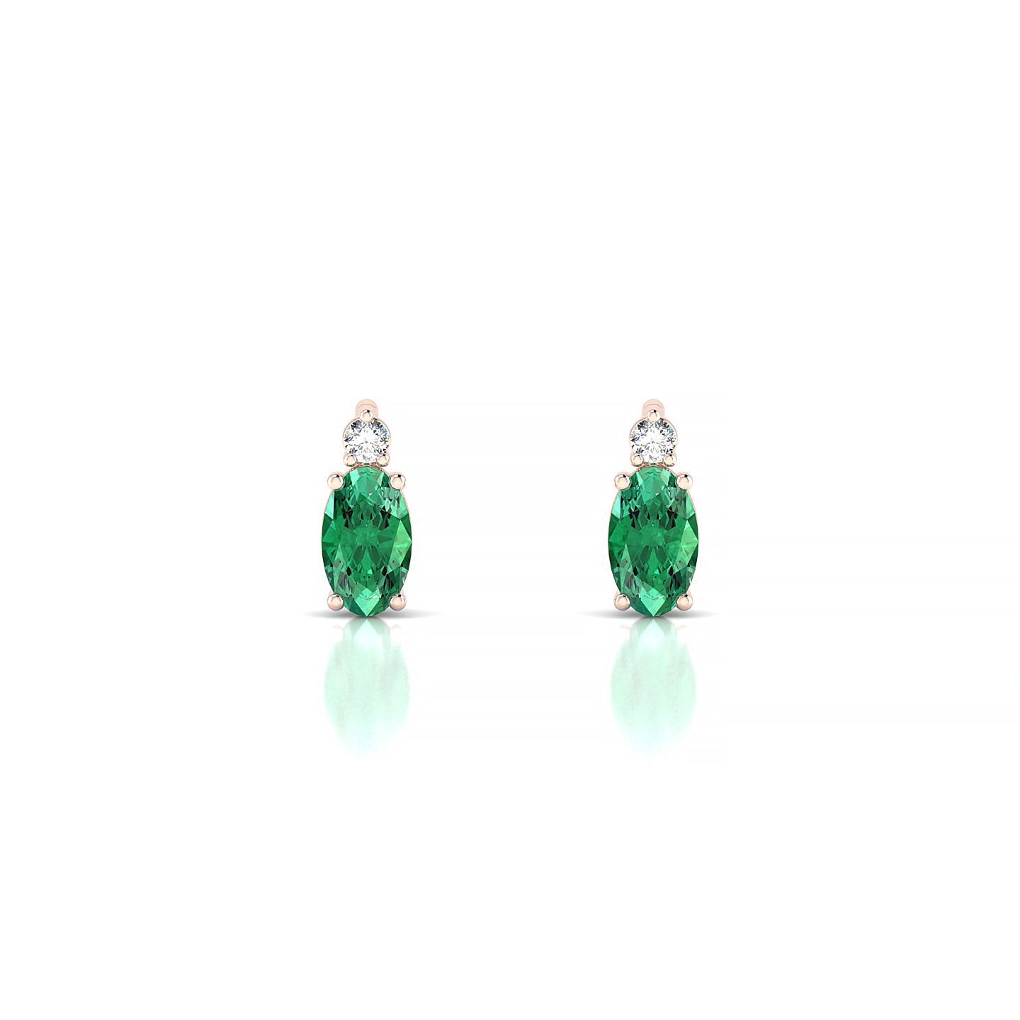Sparkle | 18k Rose Gold 5 x 3 mm Oval Emerald Earrings