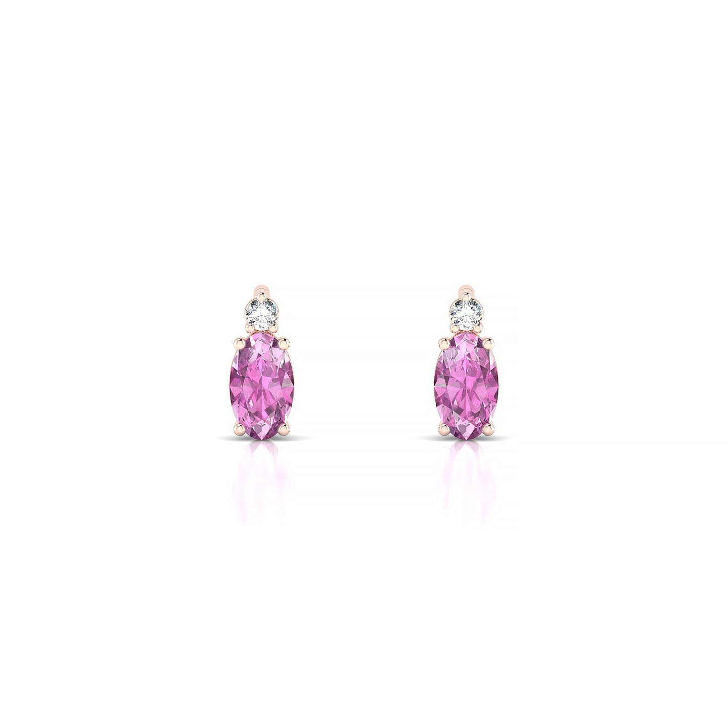 Sparkle | 18k Rose Gold 5 x 3 mm Oval Pink Sapphire Earrings