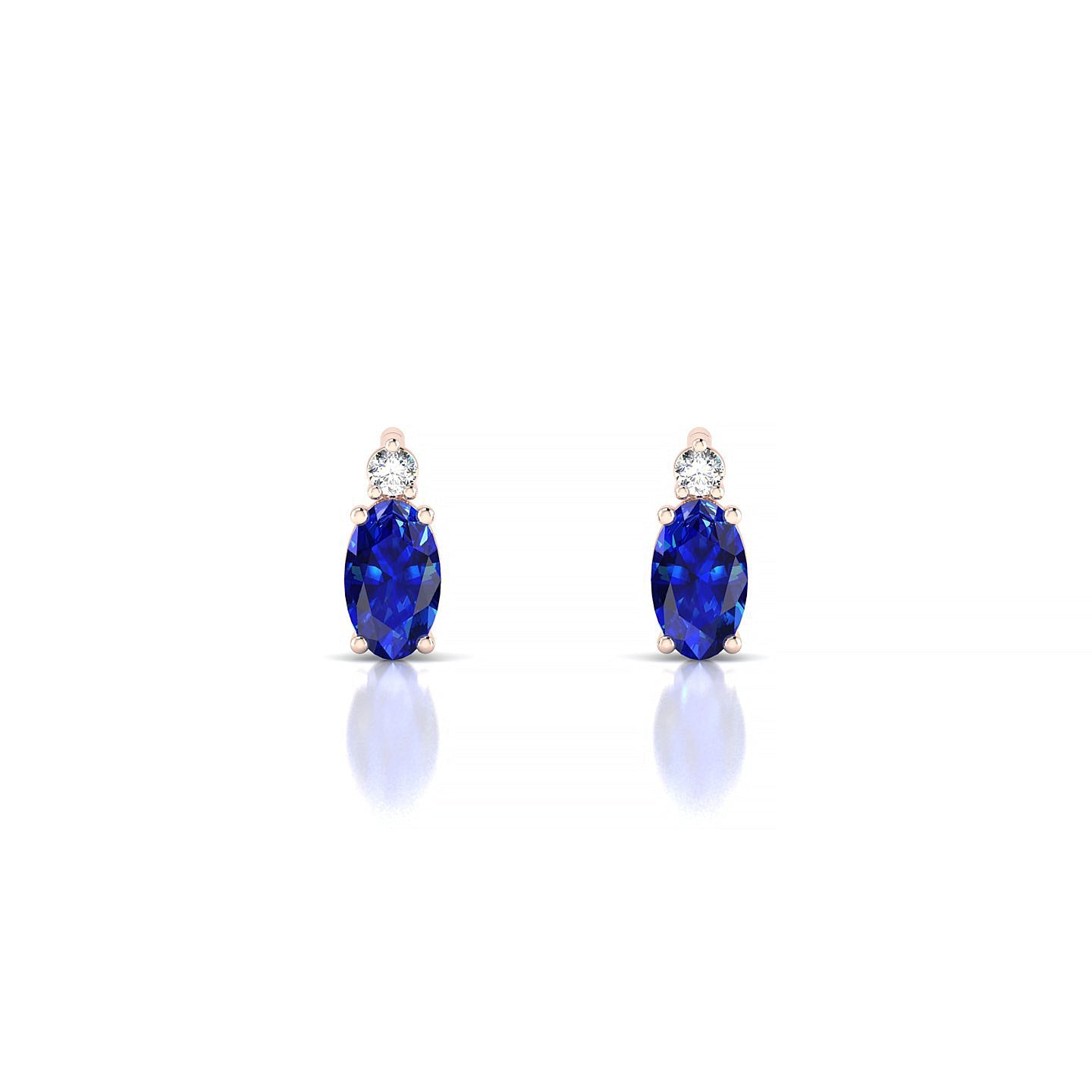 Sparkle | 18k Rose Gold 5 x 3 mm Oval Sapphire Earrings