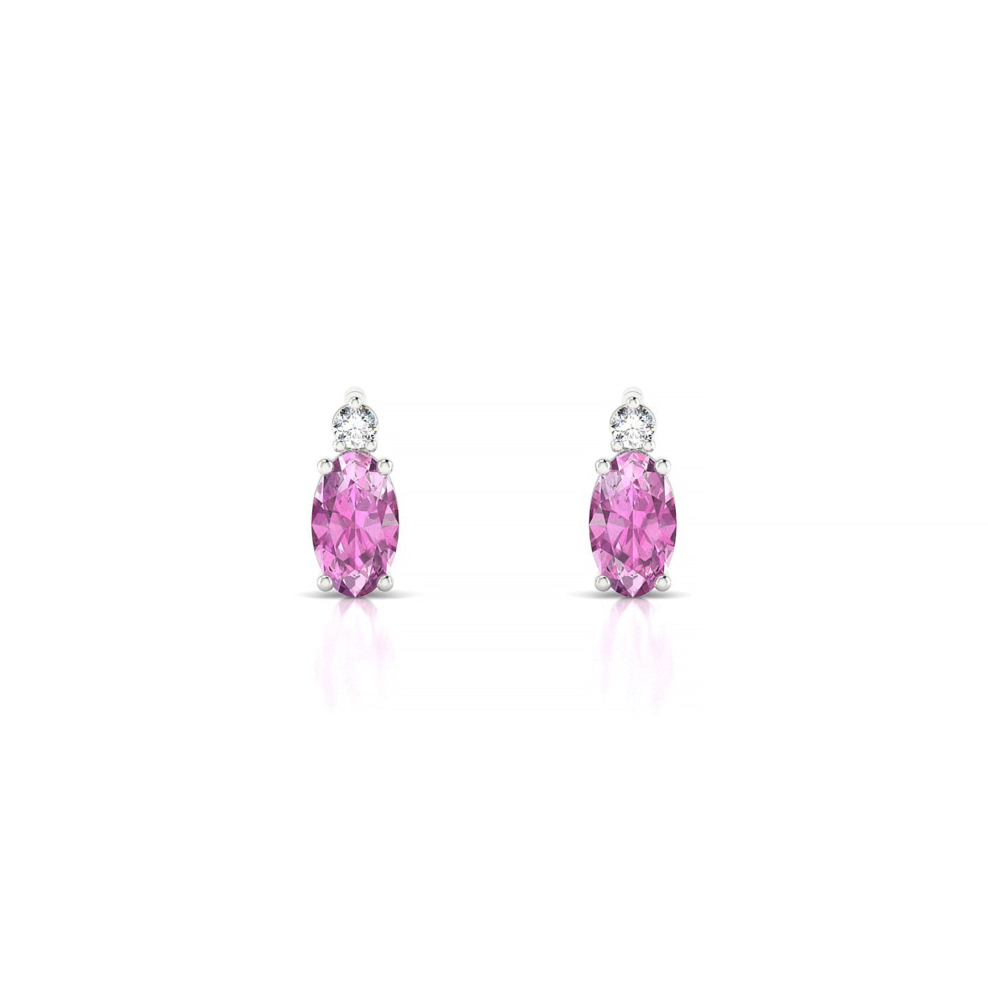 Sparkle | 18k White Gold 5 x 3 mm Oval Pink Sapphire Earrings