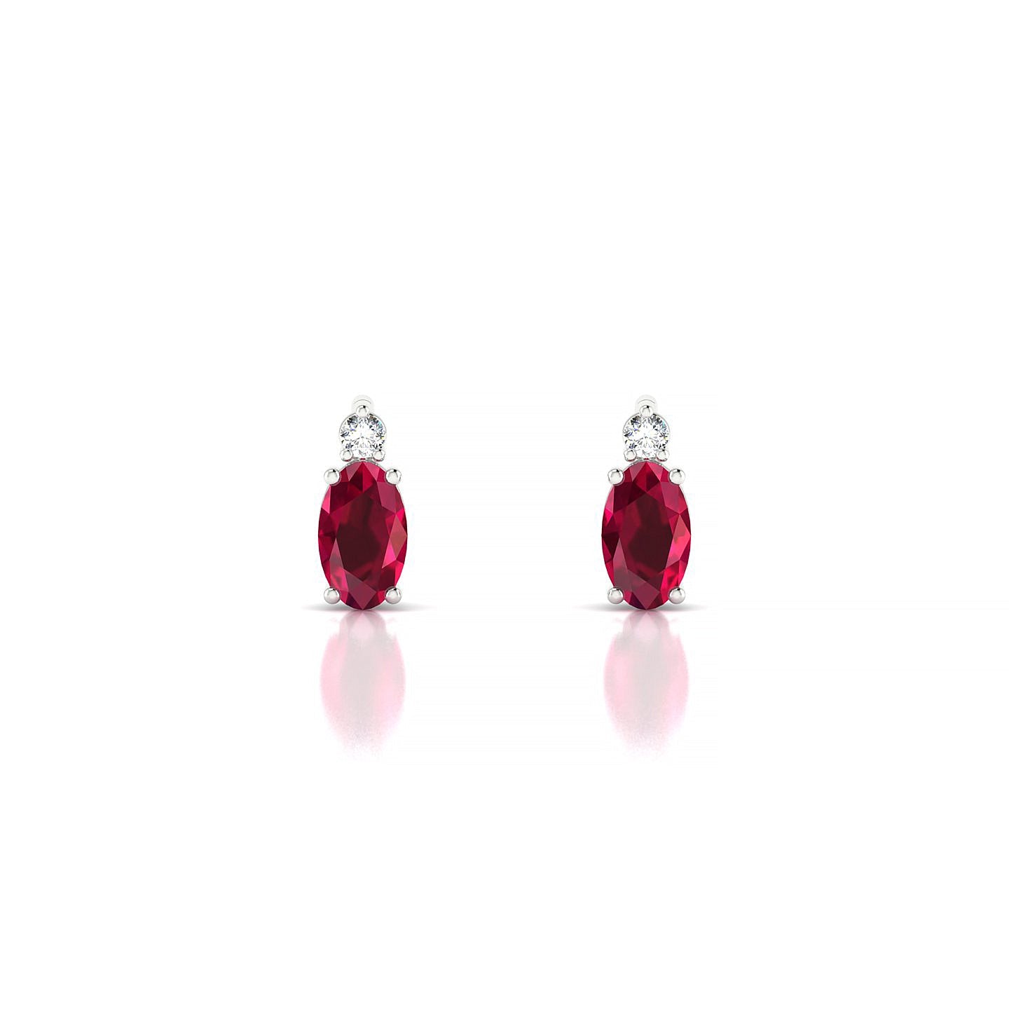 Sparkle | 18k White Gold 5 x 3 mm Oval Ruby Earrings