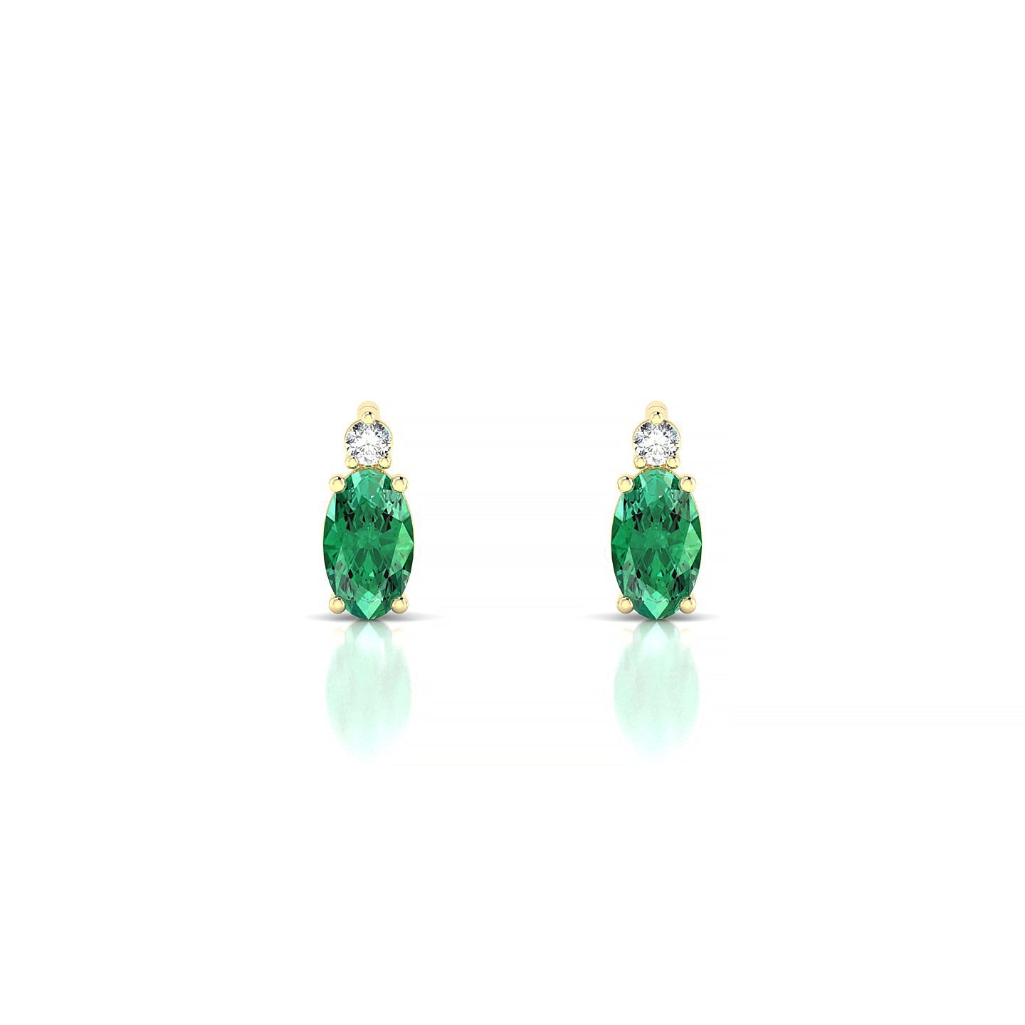 Sparkle | 18k Yellow Gold 5 x 3 mm Oval Emerald Earrings