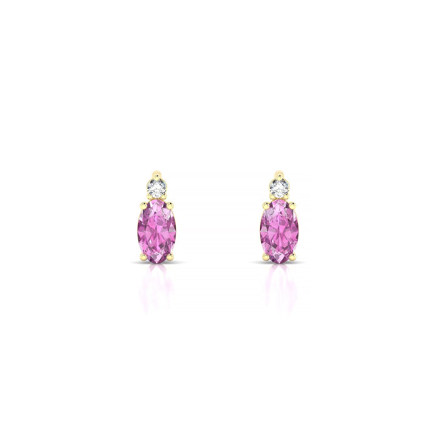 Sparkle | 18k Yellow Gold 5 x 3 mm Oval Pink Sapphire Earrings