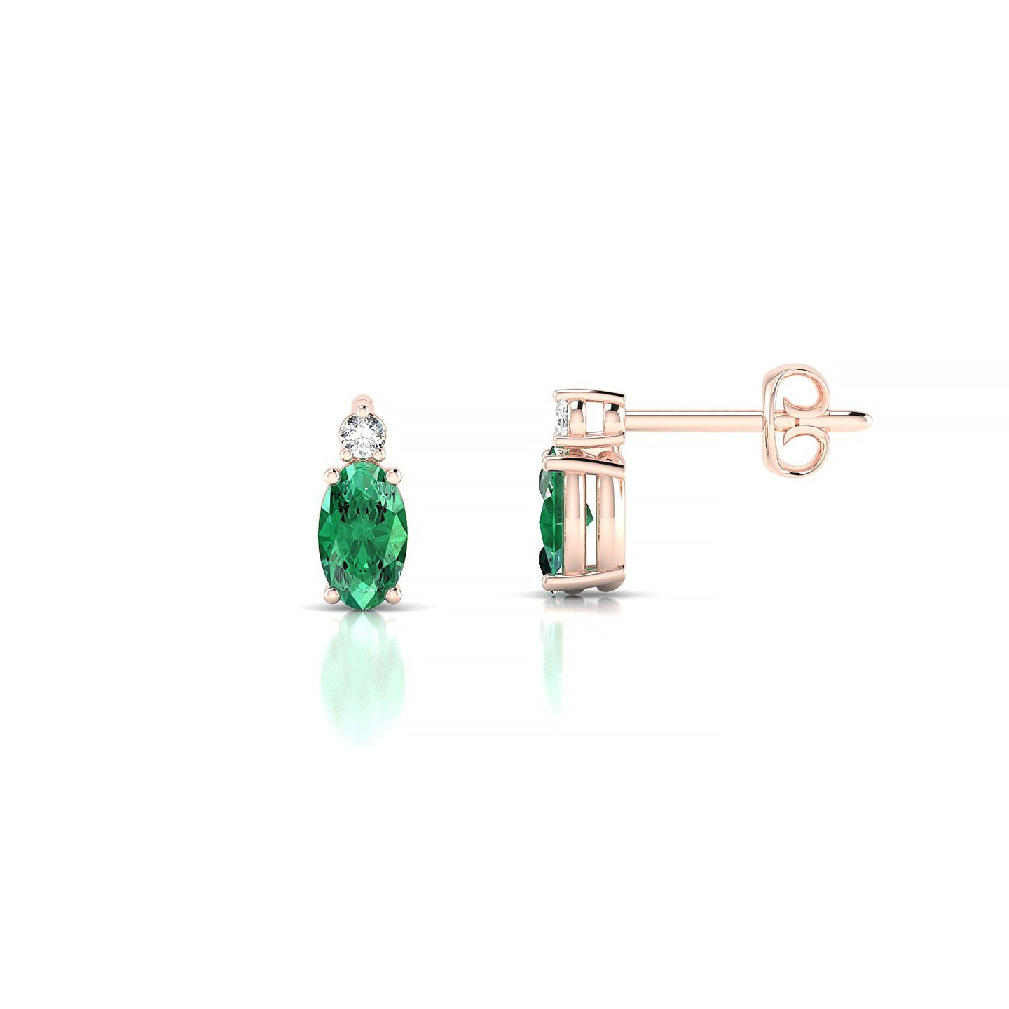 Sparkle | 18k Rose Gold 5 x 3 mm Oval Emerald Earrings