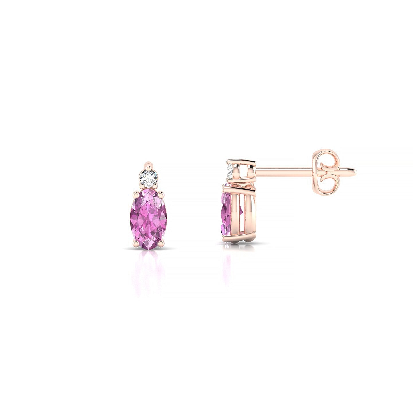 Sparkle | 18k Rose Gold 5 x 3 mm Oval Pink Sapphire Earrings