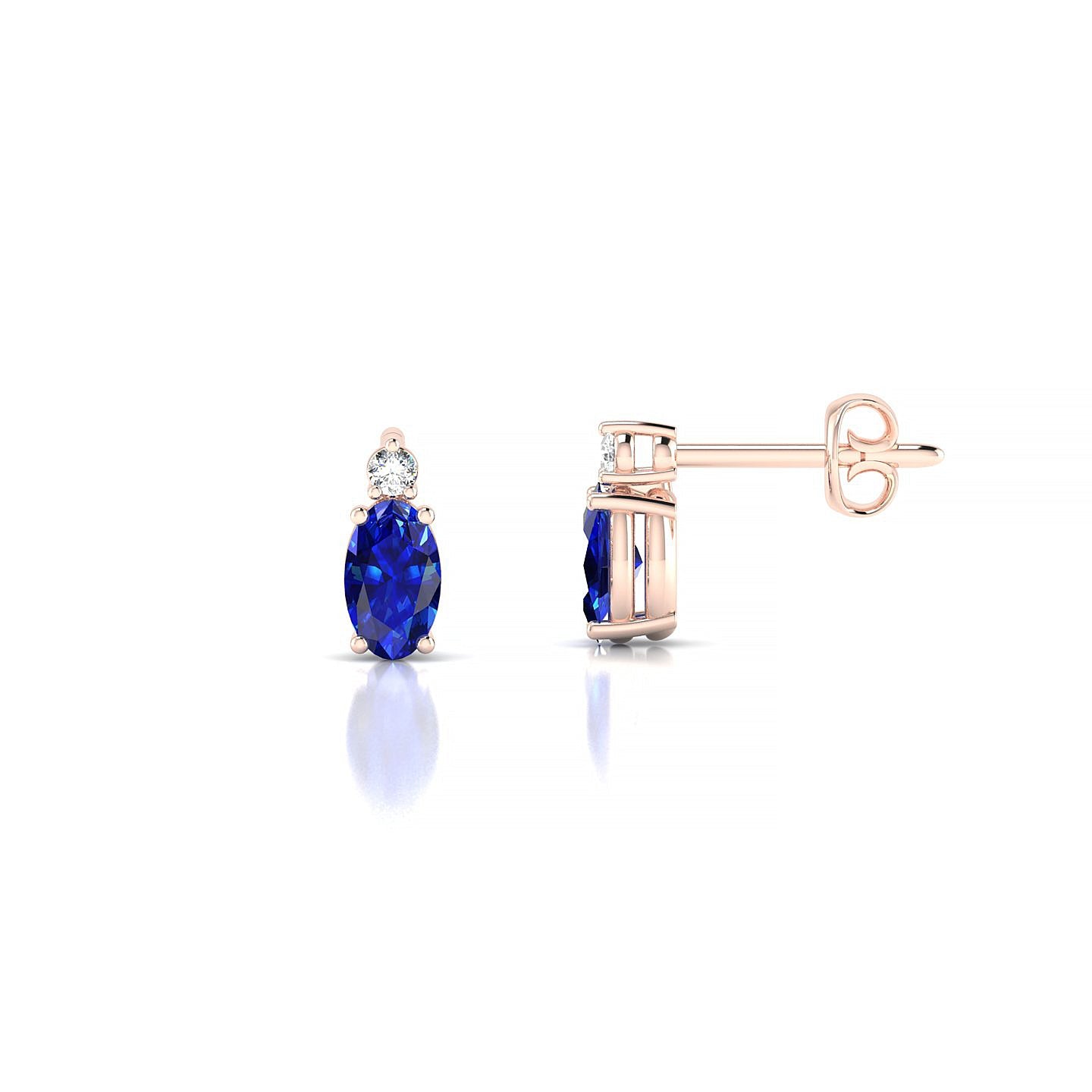 Sparkle | 18k Rose Gold 5 x 3 mm Oval Sapphire Earrings
