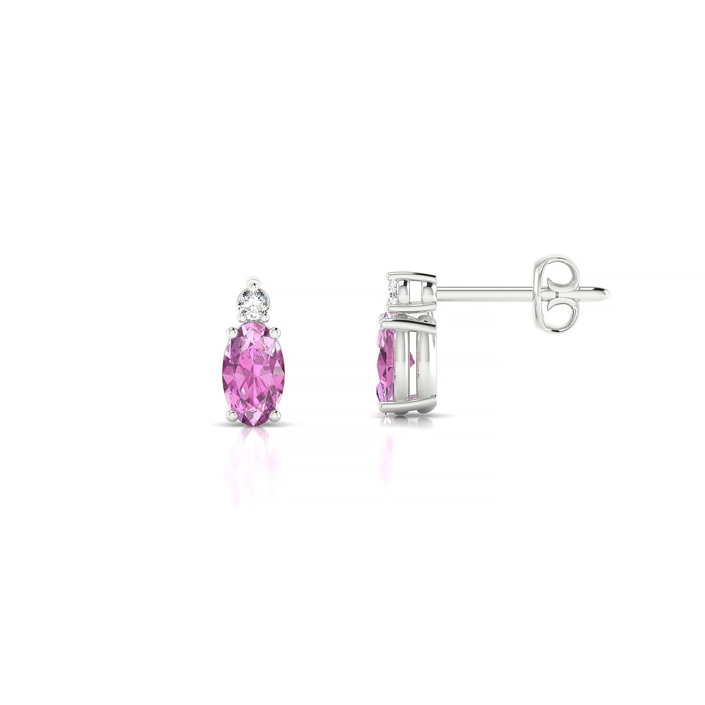 Sparkle | 18k White Gold 5 x 3 mm Oval Pink Sapphire Earrings