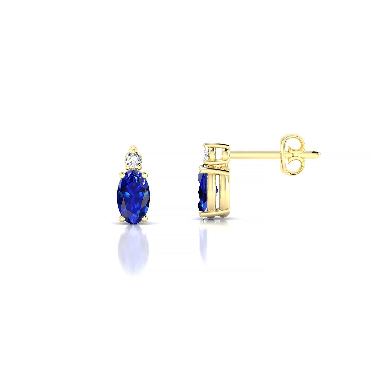 Sparkle | 18k Yellow Gold 5 x 3 mm Oval Sapphire Earrings