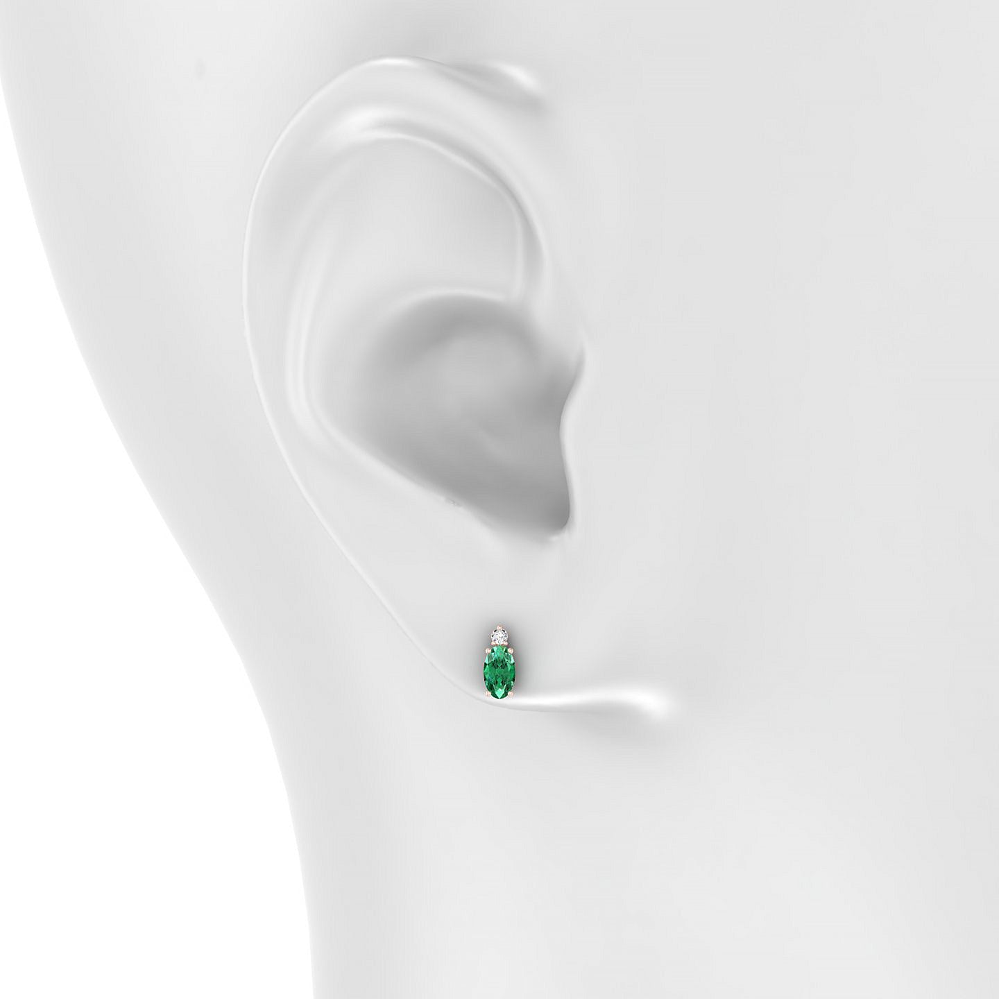 Sparkle | 18k Rose Gold 5 x 3 mm Oval Emerald Earrings