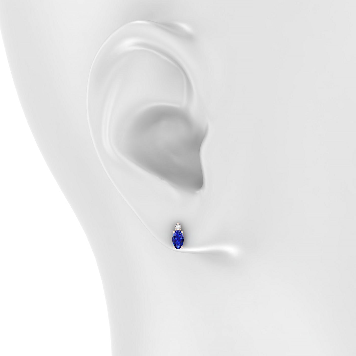 Sparkle | 18k Rose Gold 5 x 3 mm Oval Sapphire Earrings