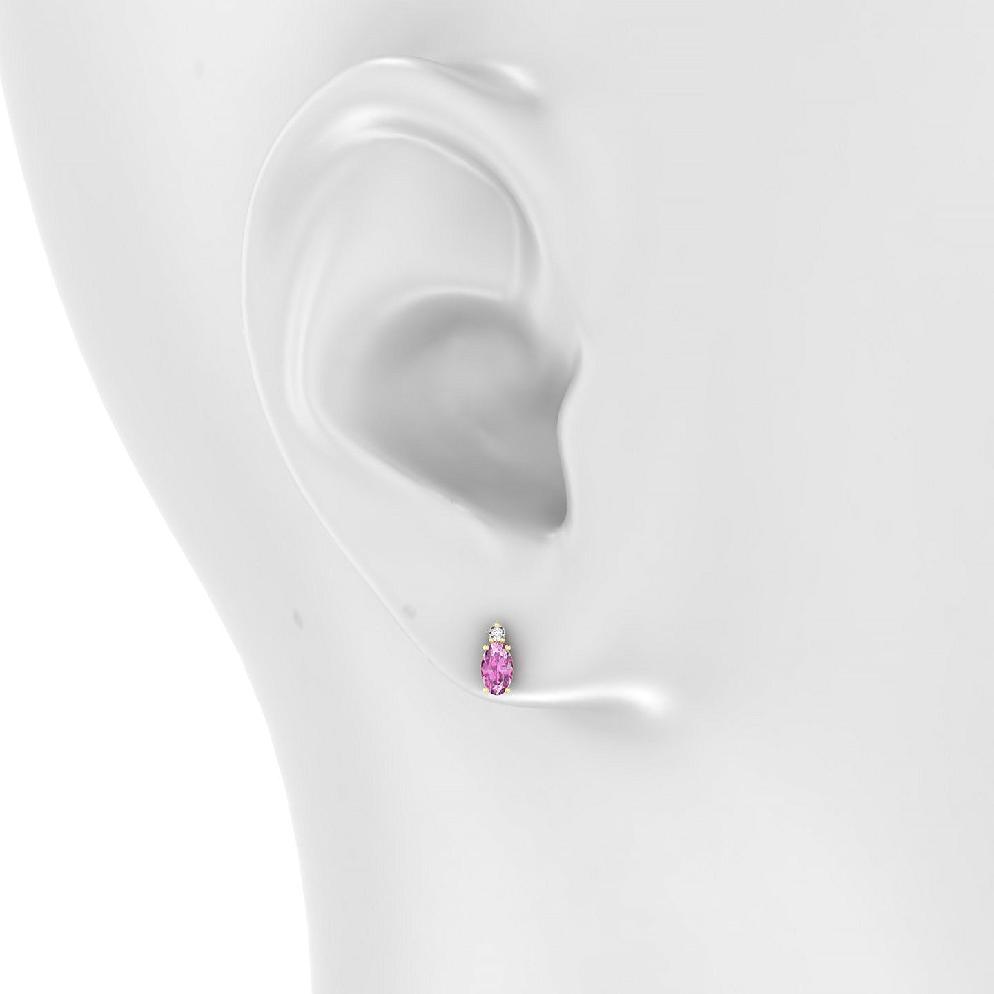 Sparkle | 18k Yellow Gold 5 x 3 mm Oval Pink Sapphire Earrings