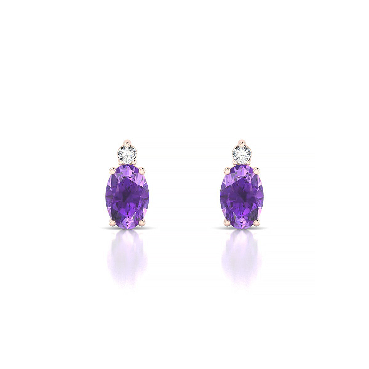Sparkle | 18k Rose Gold 6 x 4 mm Oval Amethyst Earrings