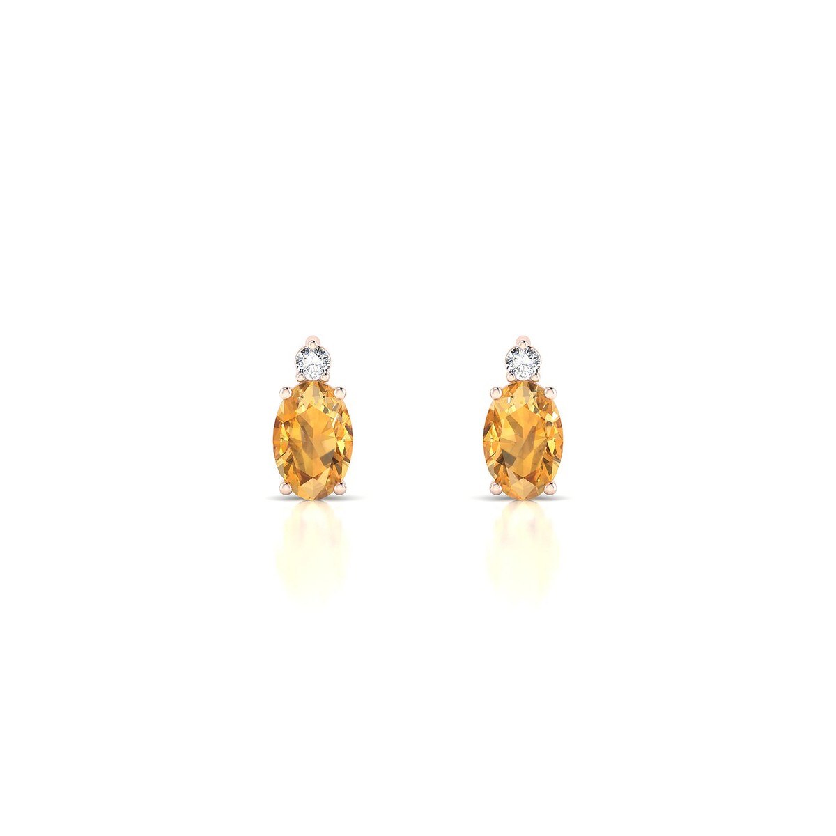 Sparkle | 18k Rose Gold 6 x 4 mm Oval Citrine Earrings