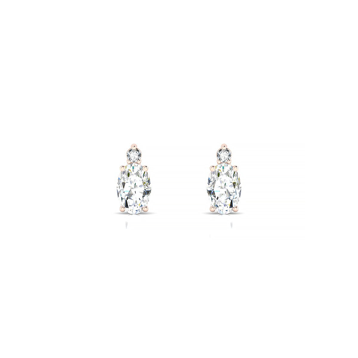 Sparkle | 18k Rose Gold 6 x 4 mm Oval Diamond Earrings