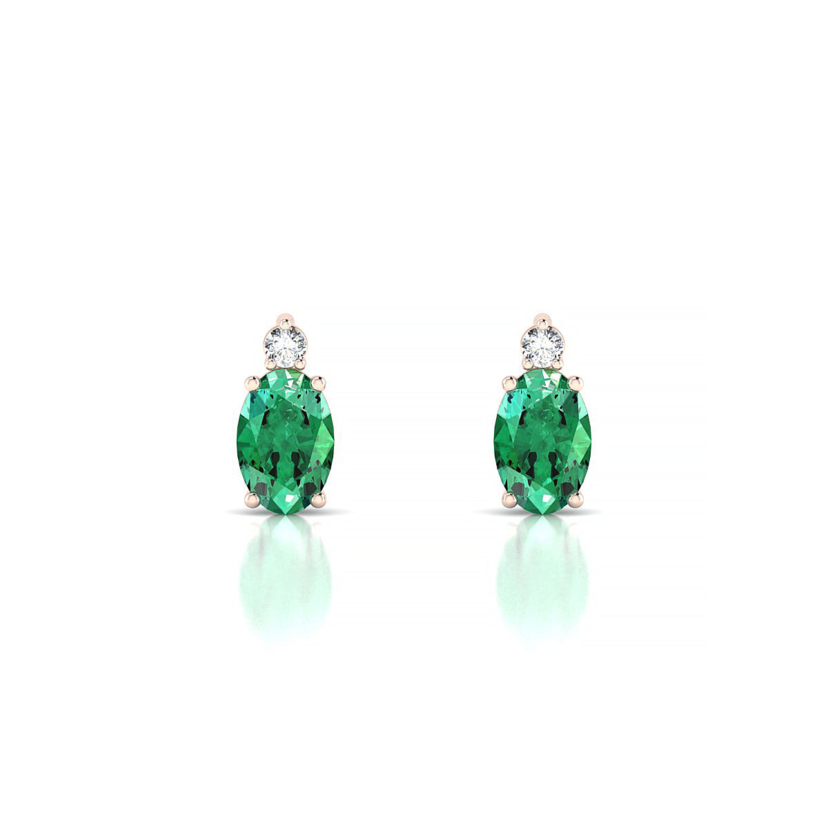 Sparkle | 18k Rose Gold 6 x 4 mm Oval Emerald Earrings