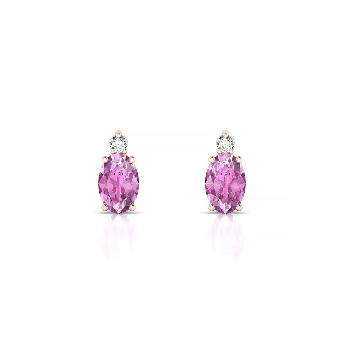 Sparkle | 18k Rose Gold 6 x 4 mm Oval Pink Sapphire Earrings
