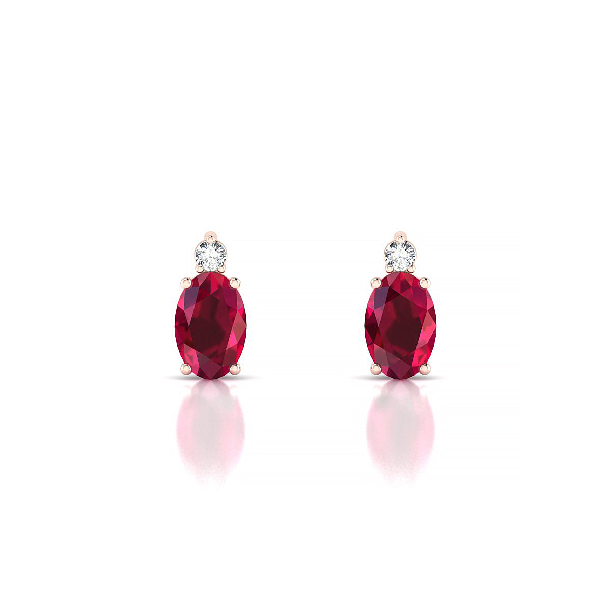 Sparkle | 18k Rose Gold 6 x 4 mm Oval Ruby Earrings