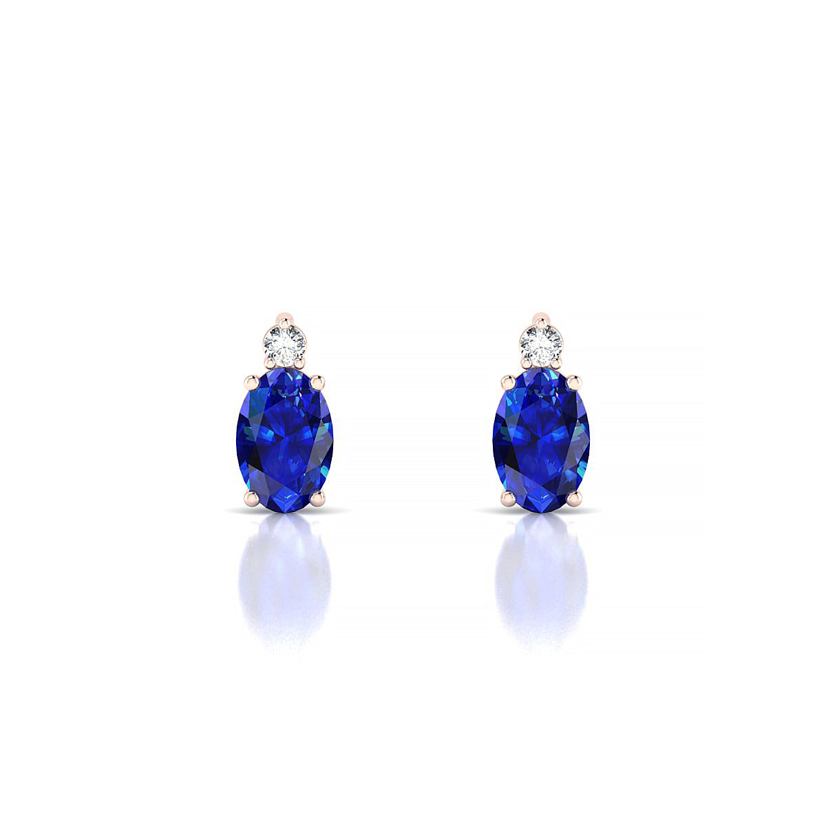 Sparkle | 18k Rose Gold 6 x 4 mm Oval Sapphire Earrings