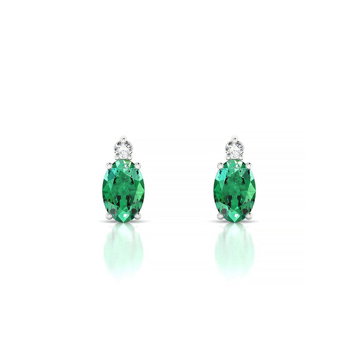 Sparkle | 18k White Gold 6 x 4 mm Oval Emerald Earrings