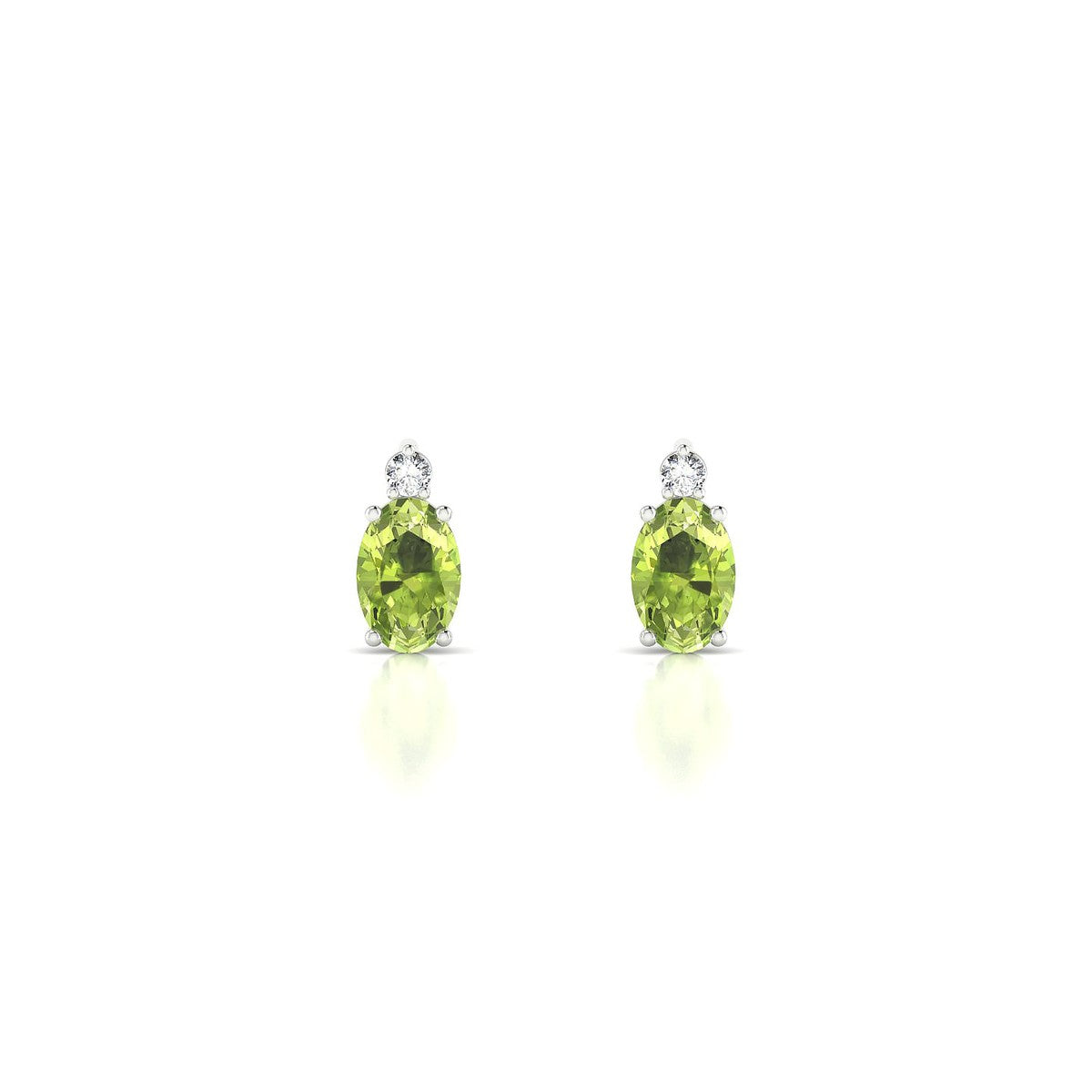 Sparkle | 18k White Gold 6 x 4 mm Oval Peridot Earrings