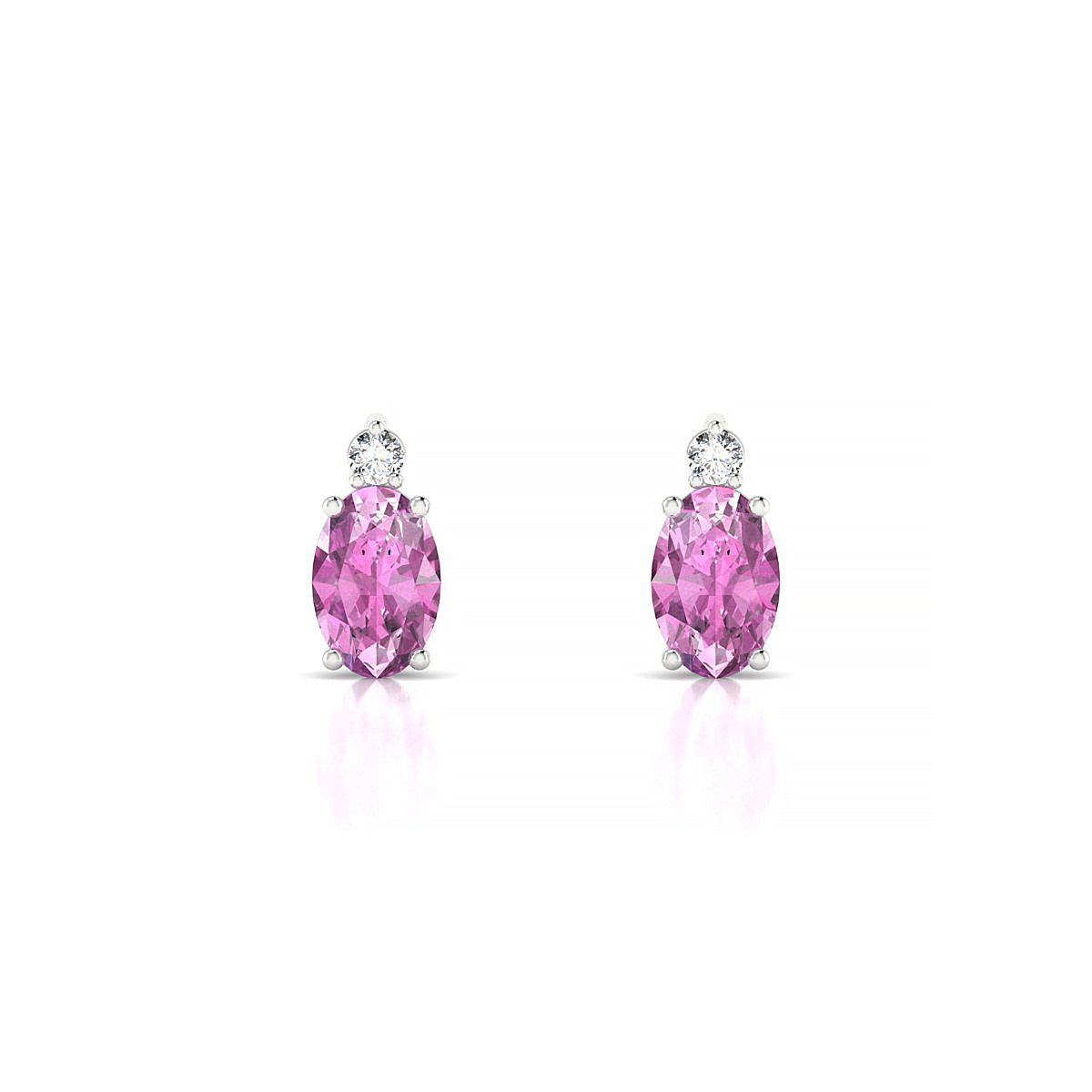 Sparkle | 18k White Gold 6 x 4 mm Oval Pink Sapphire Earrings