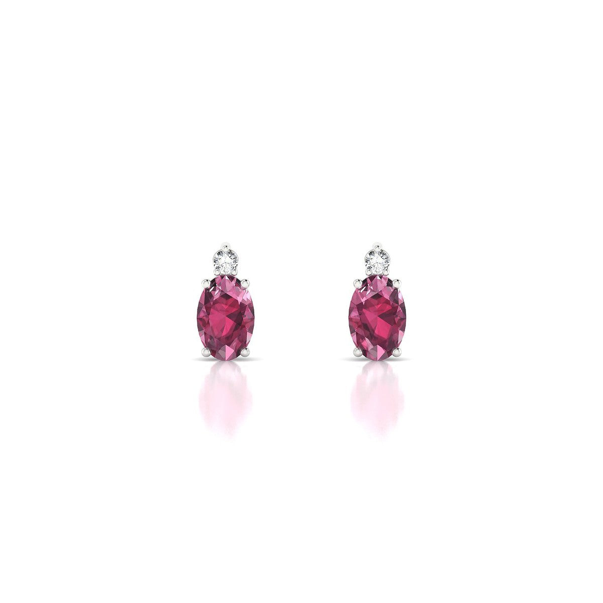 Sparkle | 18k White Gold 6 x 4 mm Oval Rhodolite Earrings
