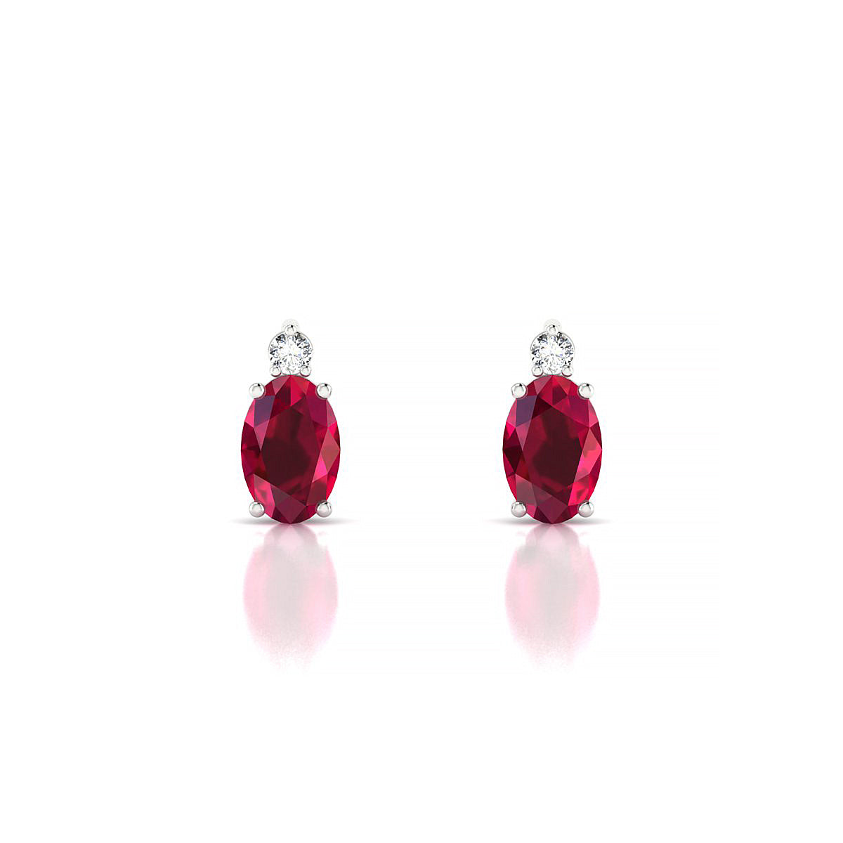 Sparkle | 18k White Gold 6 x 4 mm Oval Ruby Earrings