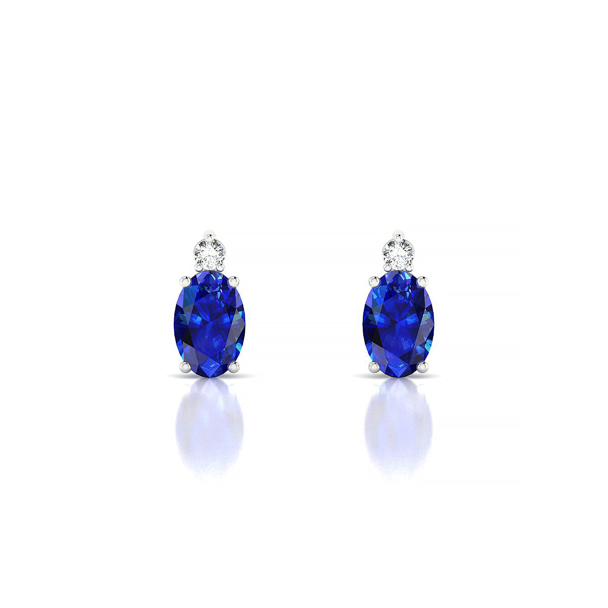 Sparkle | 18k White Gold 6 x 4 mm Oval Sapphire Earrings