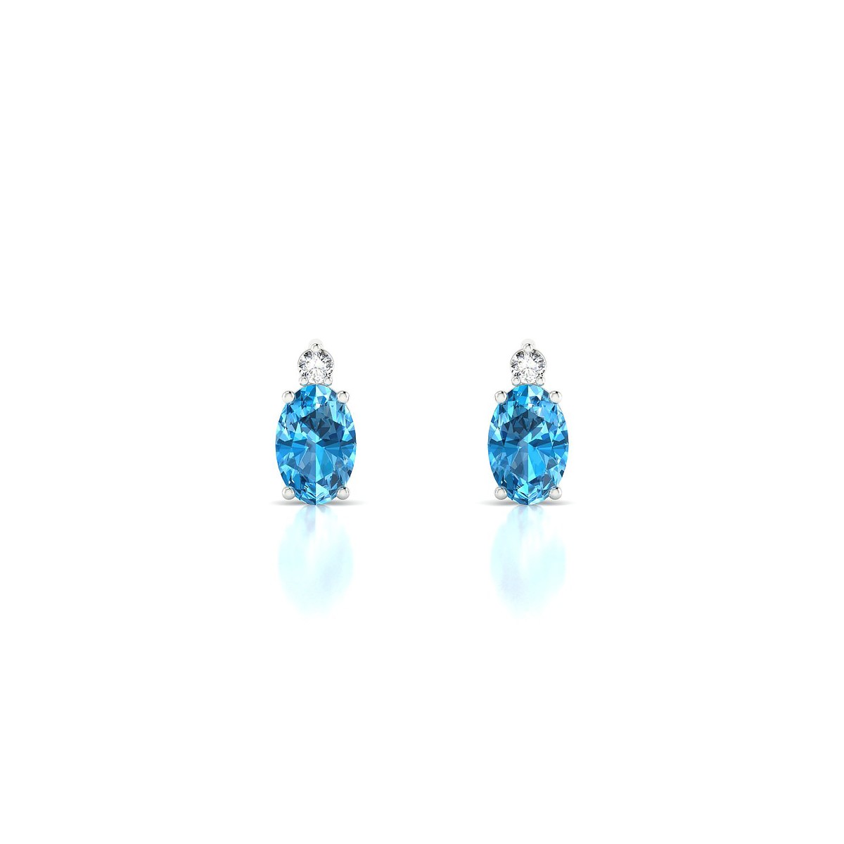 Sparkle | 18k White Gold 6 x 4 mm Oval Topaz Earrings