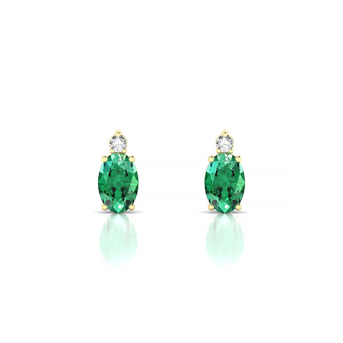 Sparkle | 18k Yellow Gold 6 x 4 mm Oval Emerald Earrings