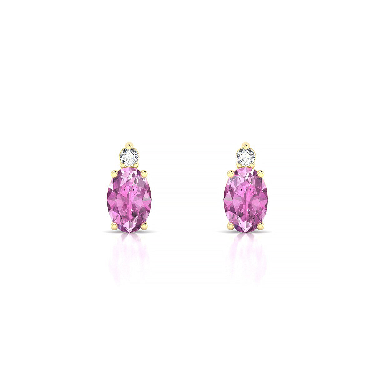 Sparkle | 18k Yellow Gold 6 x 4 mm Oval Pink Sapphire Earrings