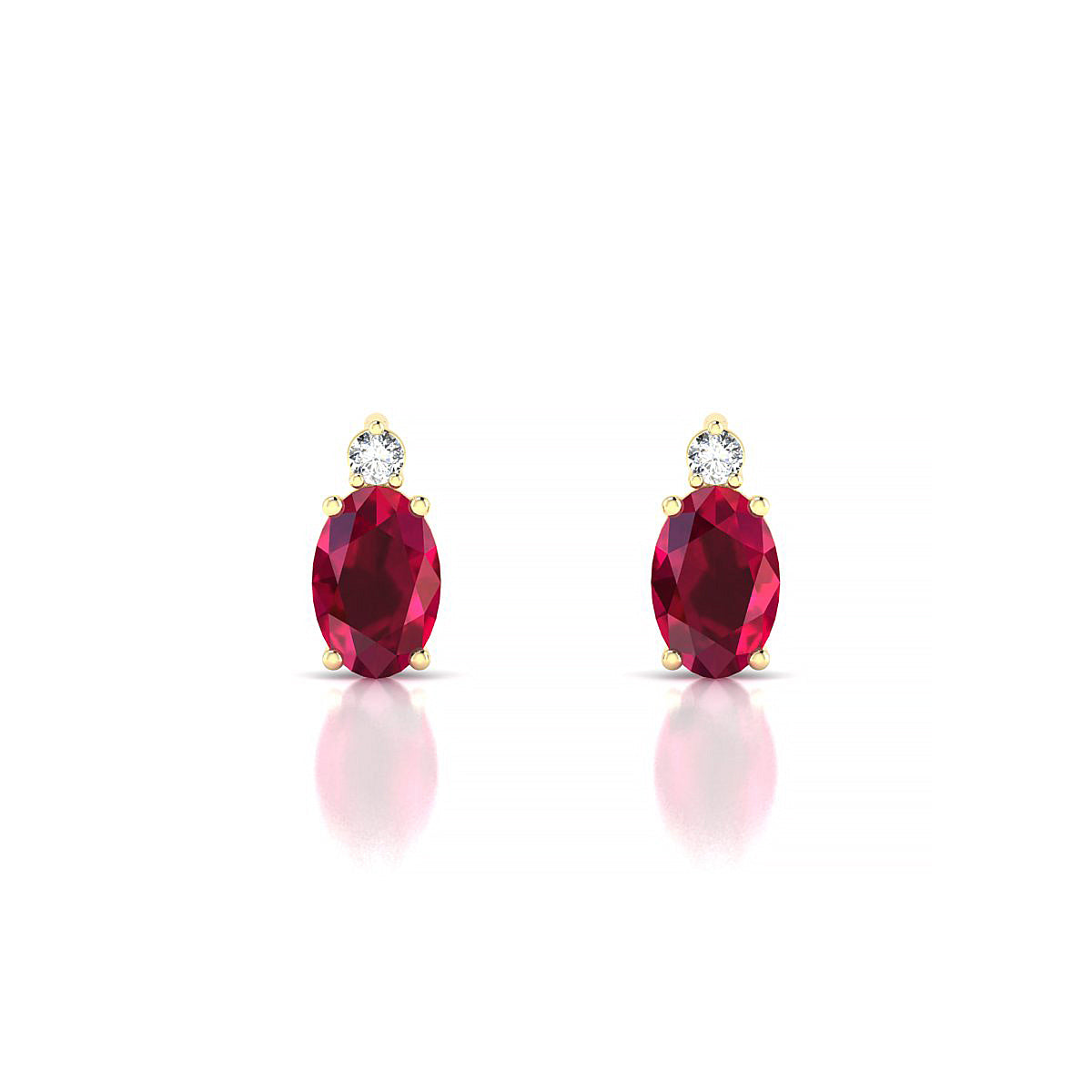 Sparkle | 18k Yellow Gold 6 x 4 mm Oval Ruby Earrings