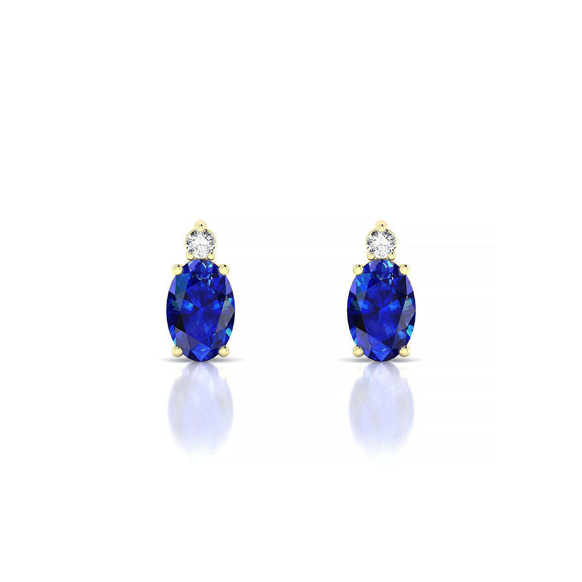 Sparkle | 18k Yellow Gold 6 x 4 mm Oval Sapphire Earrings