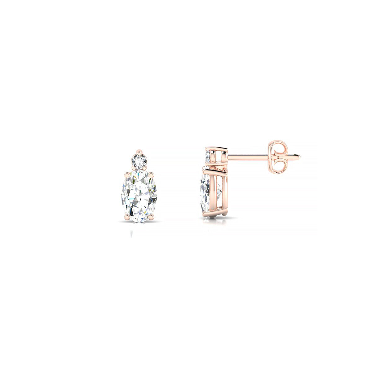 Sparkle | 18k Rose Gold 6 x 4 mm Oval Diamond Earrings