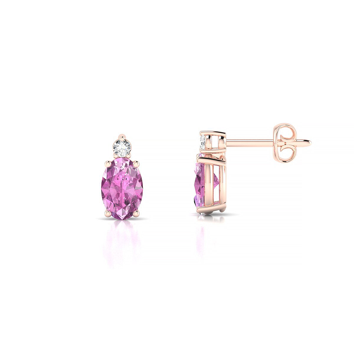 Sparkle | 18k Rose Gold 6 x 4 mm Oval Pink Sapphire Earrings