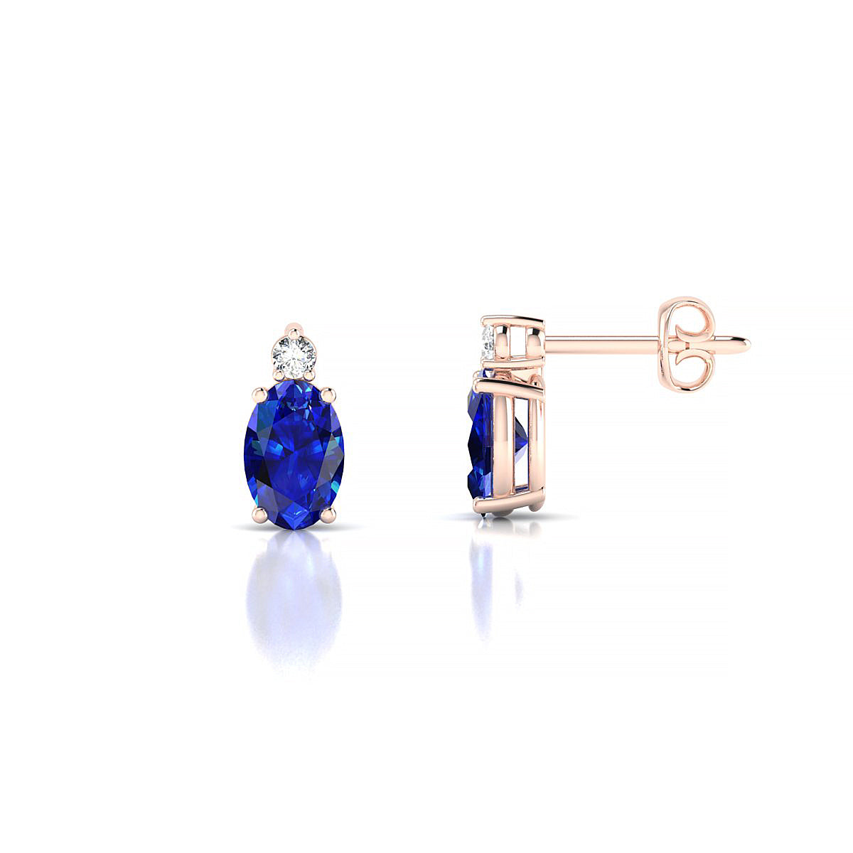 Sparkle | 18k Rose Gold 6 x 4 mm Oval Sapphire Earrings