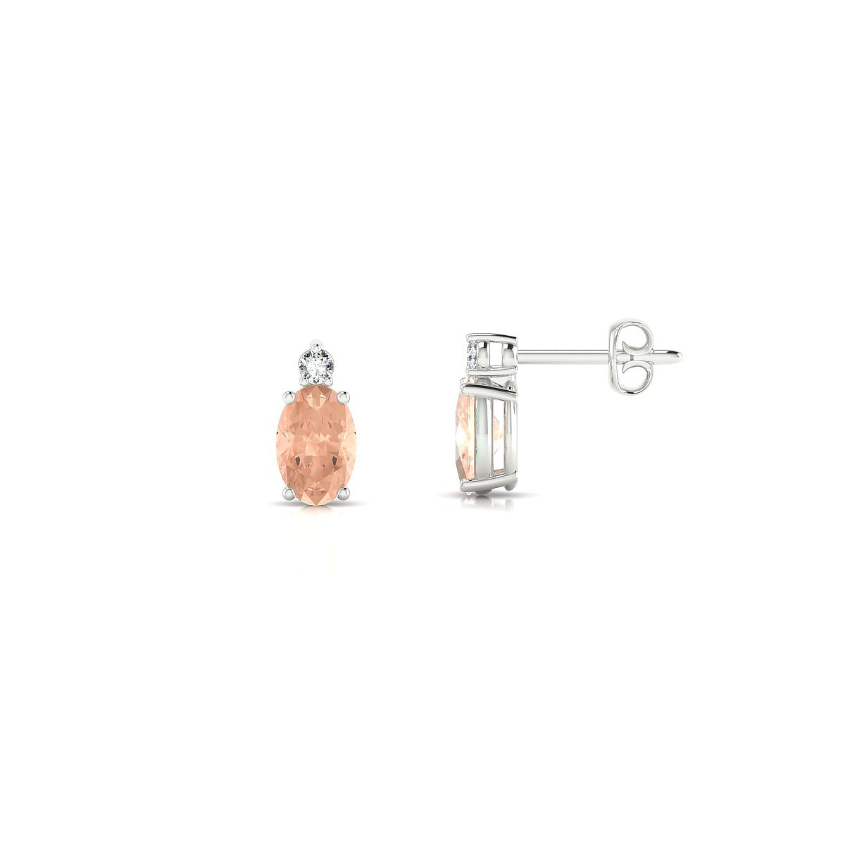 Sparkle | 18k White Gold 6 x 4 mm Oval Morganite Earrings