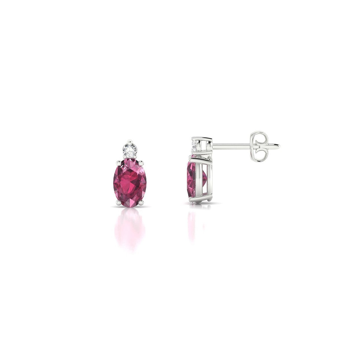 Sparkle | 18k White Gold 6 x 4 mm Oval Rhodolite Earrings