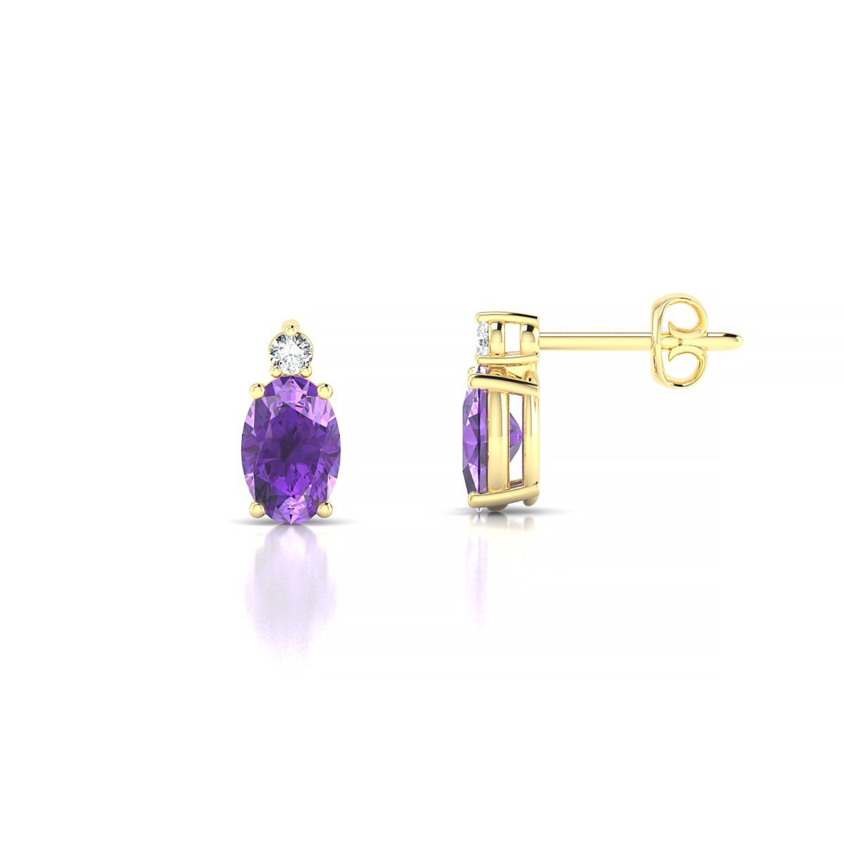 Sparkle | 18k Yellow Gold 6 x 4 mm Oval Amethyst Earrings