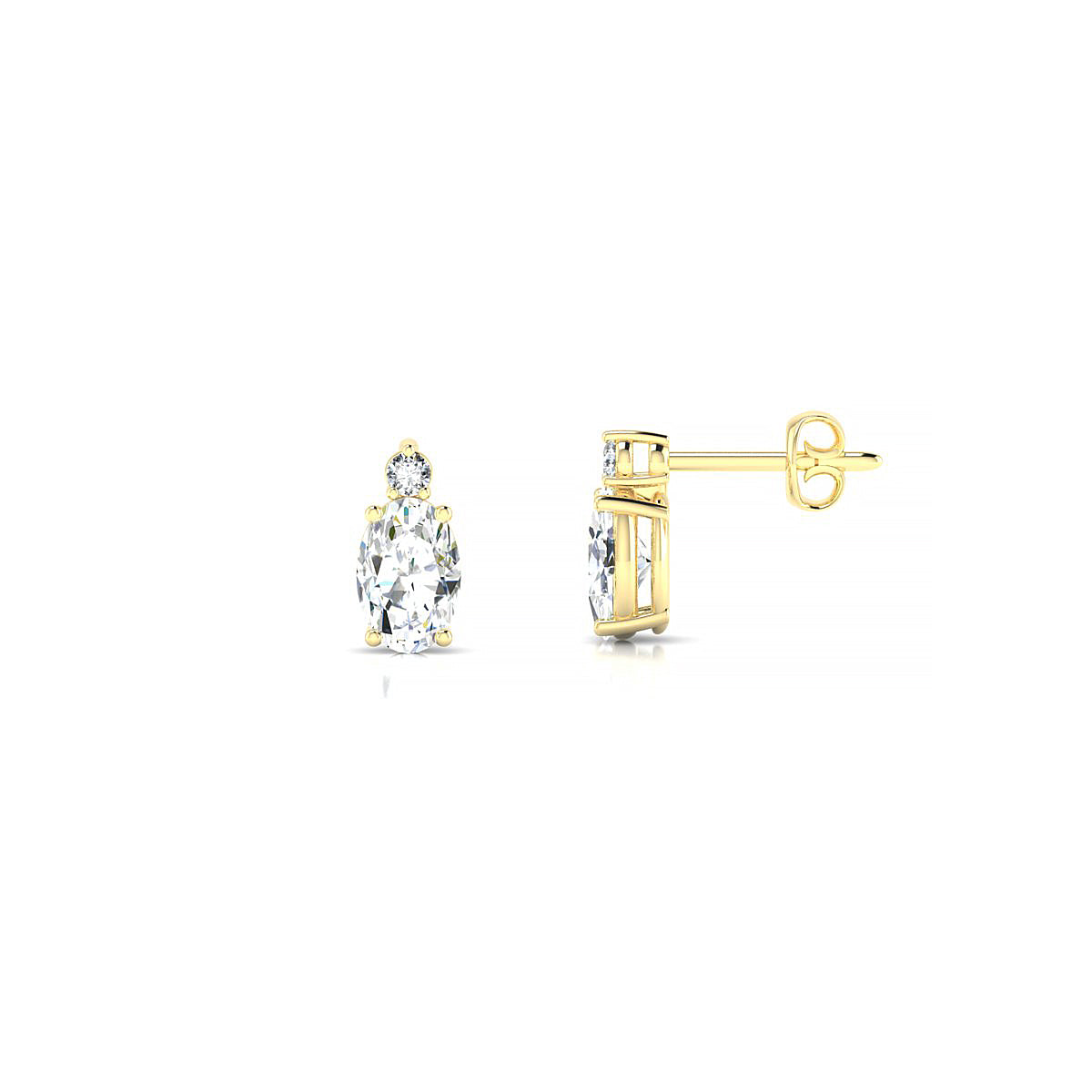 Sparkle | 18k Yellow Gold 6 x 4 mm Oval Diamond Earrings