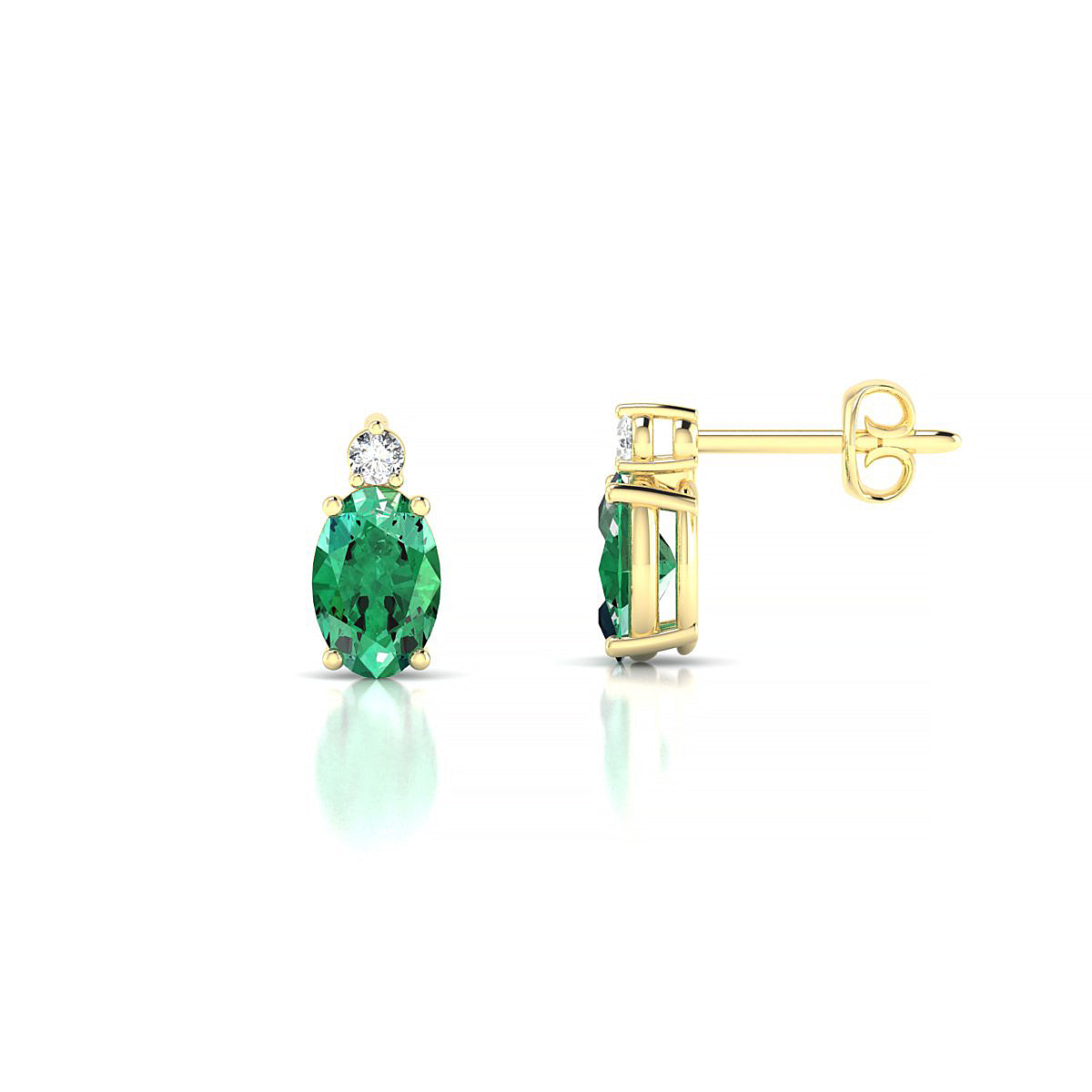 Sparkle | 18k Yellow Gold 6 x 4 mm Oval Emerald Earrings